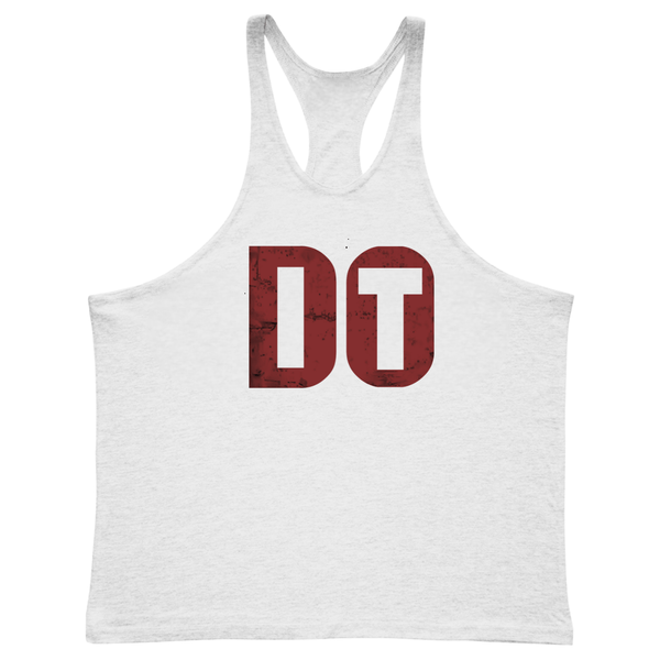 white DO IT Graphic GYM Stringer Tank Tops