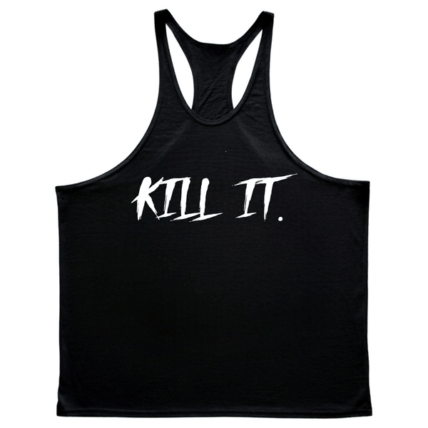 black Men's KILL IT Bodybuilding Stringer Tank Tops