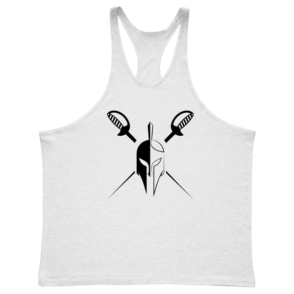 WHITE Men's SPARTAN Gym Graphic Stringer Tank Tops