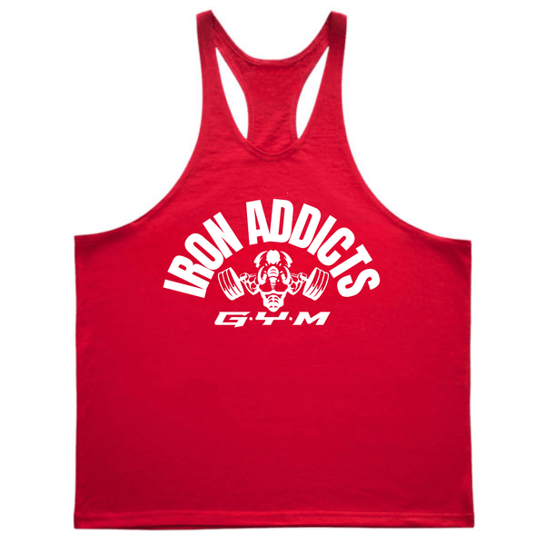red IRON ADDICT Workout GYM Tank Top