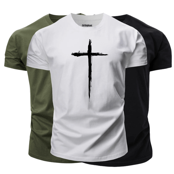 3 Pack Men's Christian Cross Graphic T-Shirt