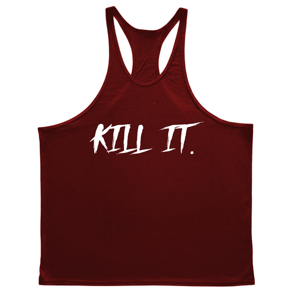 wine red Men's KILL IT Bodybuilding Stringer Tank Tops