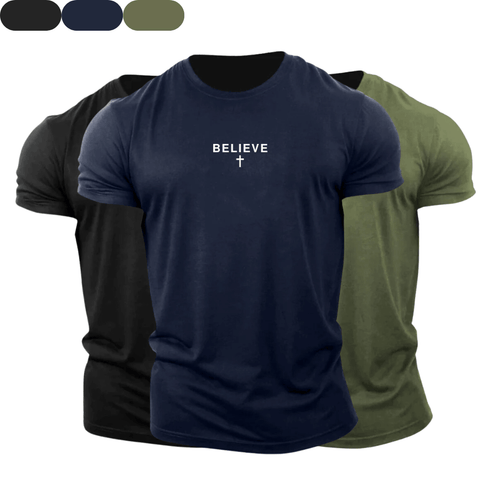 3 Pack BELIEVE Cross Cotton Tees