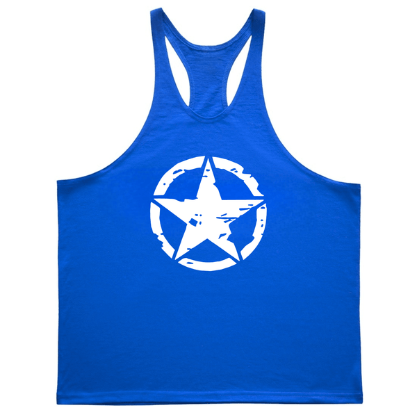 blue Men's Workwear Graphic Vest Tank Tops