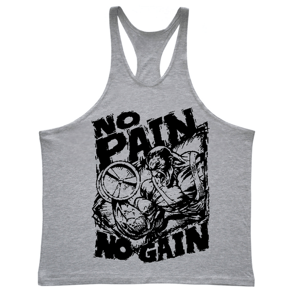 grey NO PAIN NO GAIN Workout Tank Tops for Men
