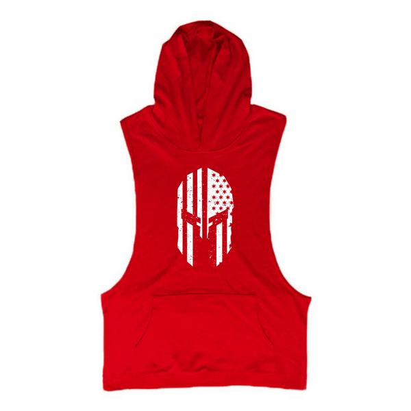 red Men's Spartan Hooded Tank Tops