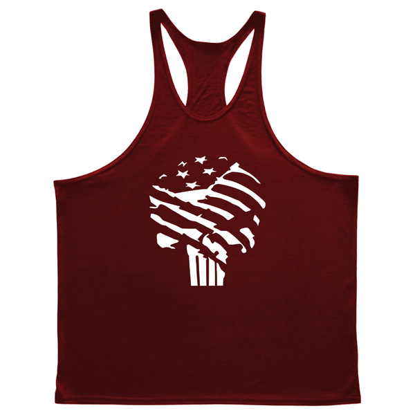 wine red Graphic Running Gym Stringer Tank Tops