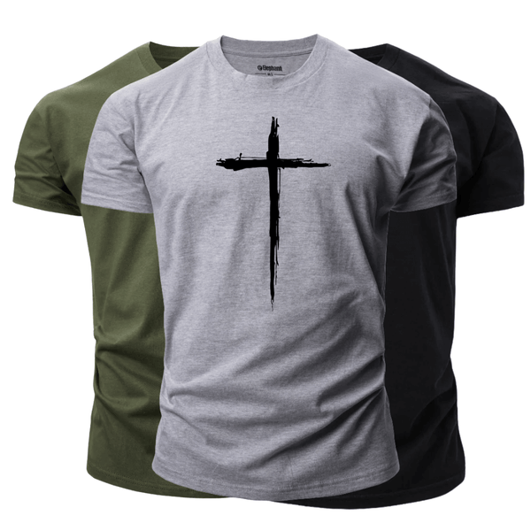 3 Pack Men's Christian Cross Graphic T-Shirt