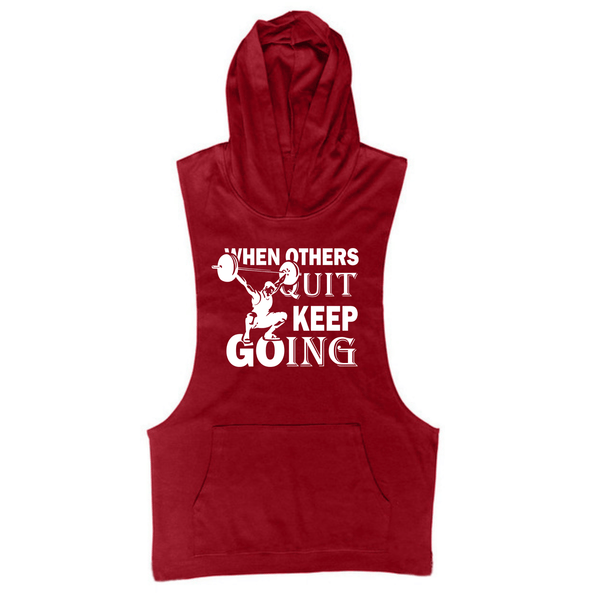 wine red Men's WHEN OTHERS QUIT, KEEP GOING Graphic Hoodie Tank Tops