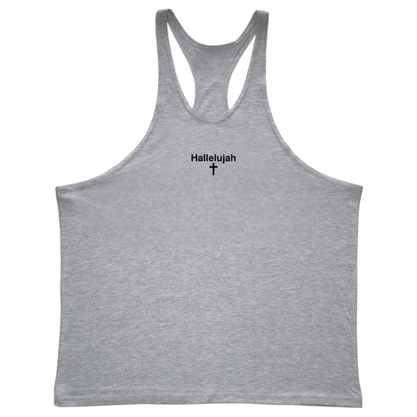 Hallelujah Cross Men's Gym Stringer Tank Tops