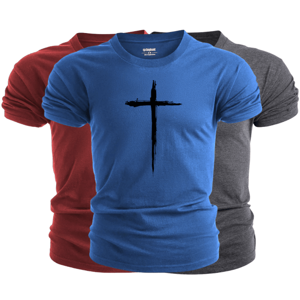 3 Pack Men's Christian Cross Graphic T-Shirt