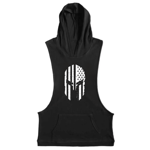 black Men's Spartan Hooded Tank Tops
