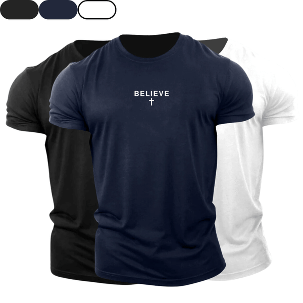 3 Pack BELIEVE Cross Cotton Tees