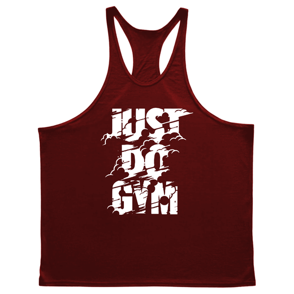 wine red JUST DO GYM Workout Stringer Tank Tops for Men