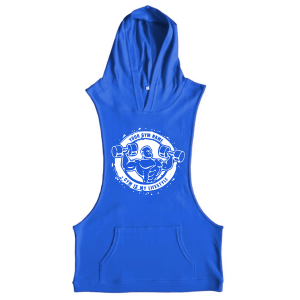 blue Muscle Guy Graphic Hoodie Tank Tops
