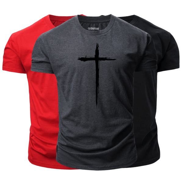3 Pack Men's Christian Cross Graphic T-Shirt