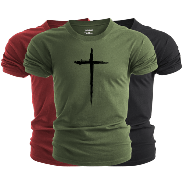 3 Pack Men's Christian Cross Graphic T-Shirt