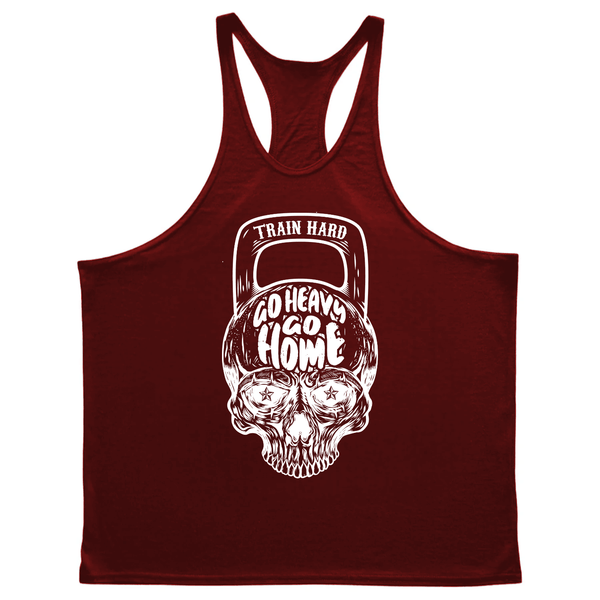 wine red Men's GO HEAVY GO HOME Bodybuilding Stringer Tank Tops