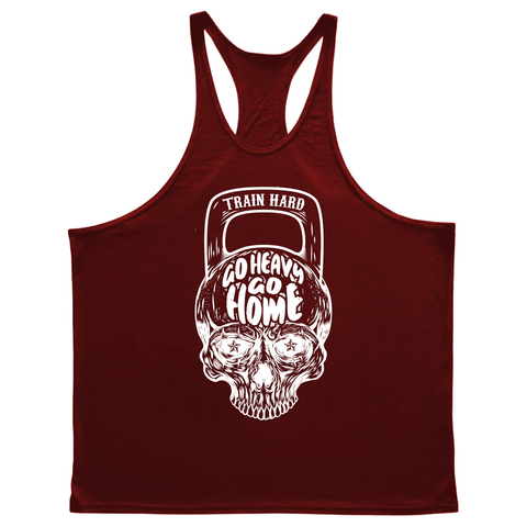 wine red Men's GO HEAVY GO HOME Bodybuilding Stringer Tank Tops