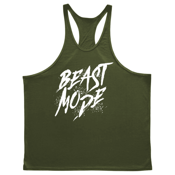 BEAST MODE Graphic GYM Stringer Tank Tops
