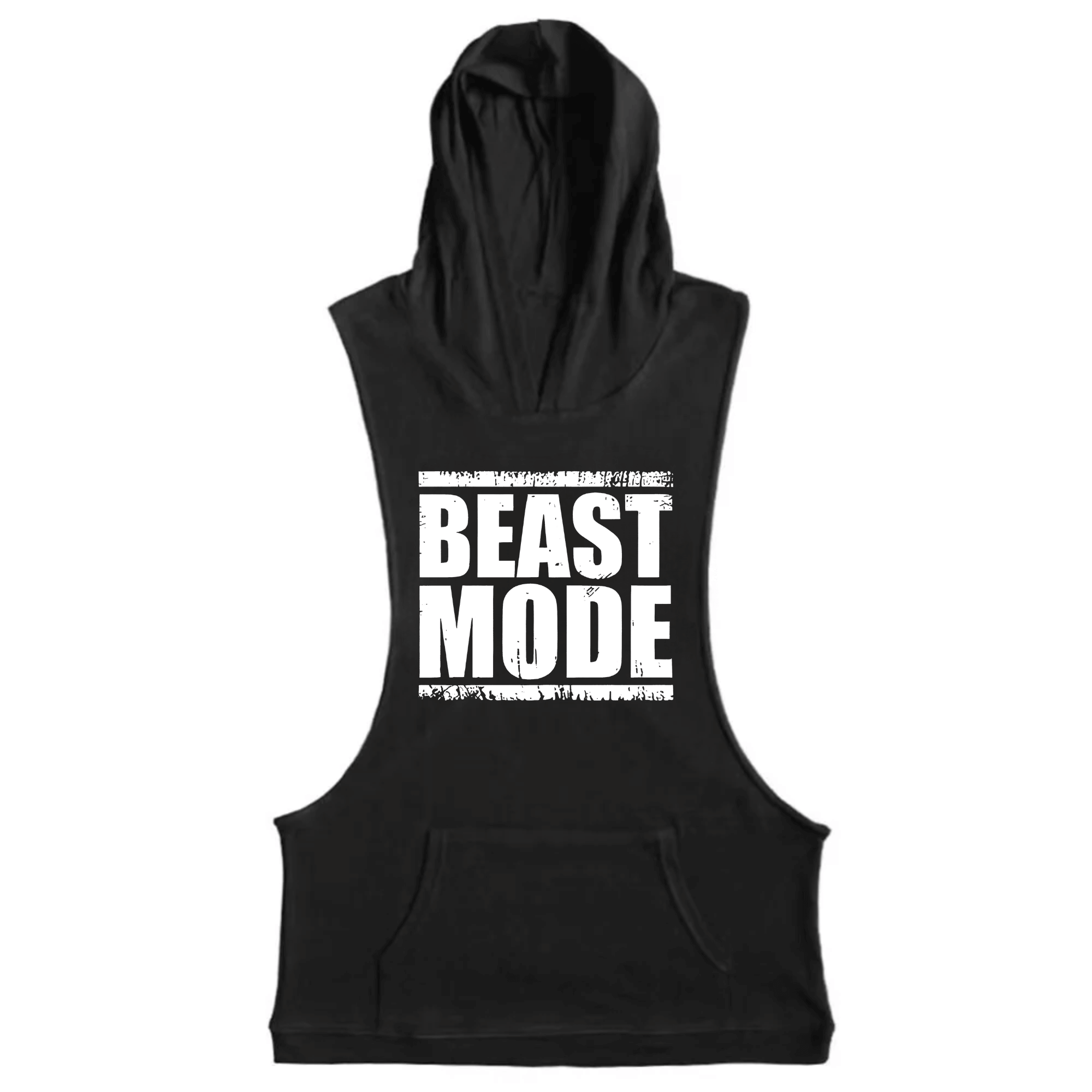 black BEAST MODE Workout Sleeveless Hoodie Tank Tops