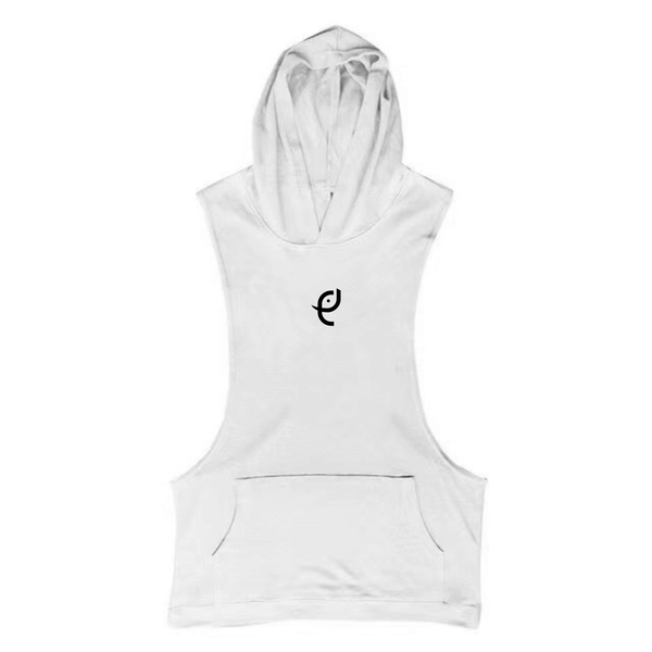 white ElephantJay Logo Sleeveless Hoodie Tank Tops