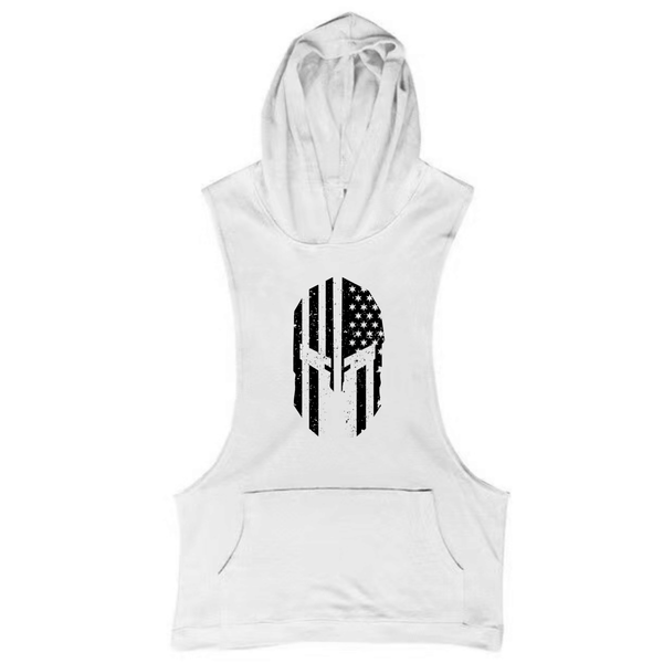 white Men's Spartan Hooded Tank Tops