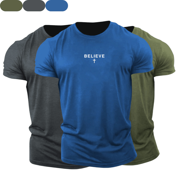 3 Pack BELIEVE Cross Cotton Tees