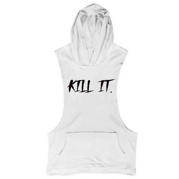 white Men's KILL IT Graphic Hooded Tank Tops