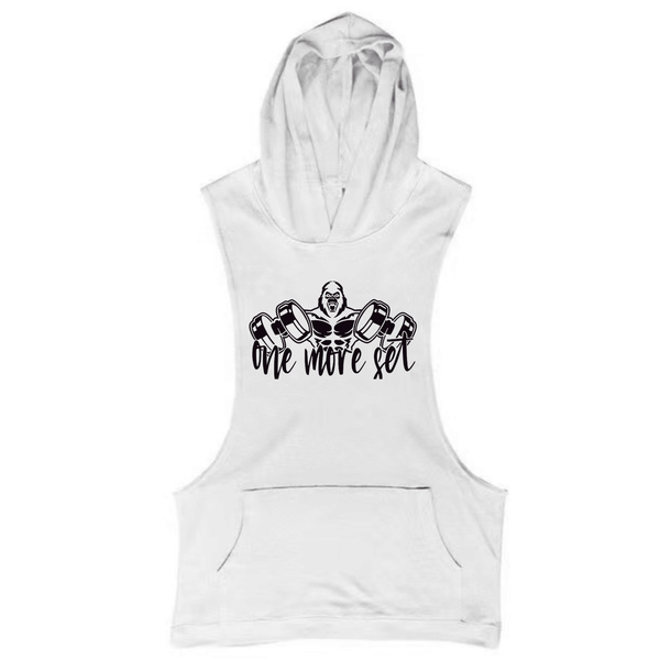 white Men's ONE MORE GET Graphic Hoodie Tank Tops