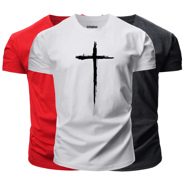 3 Pack Men's Christian Cross Graphic T-Shirt