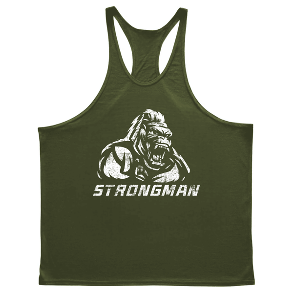 navy green Men's STRONGMAN Workout Stringer Tank Tops