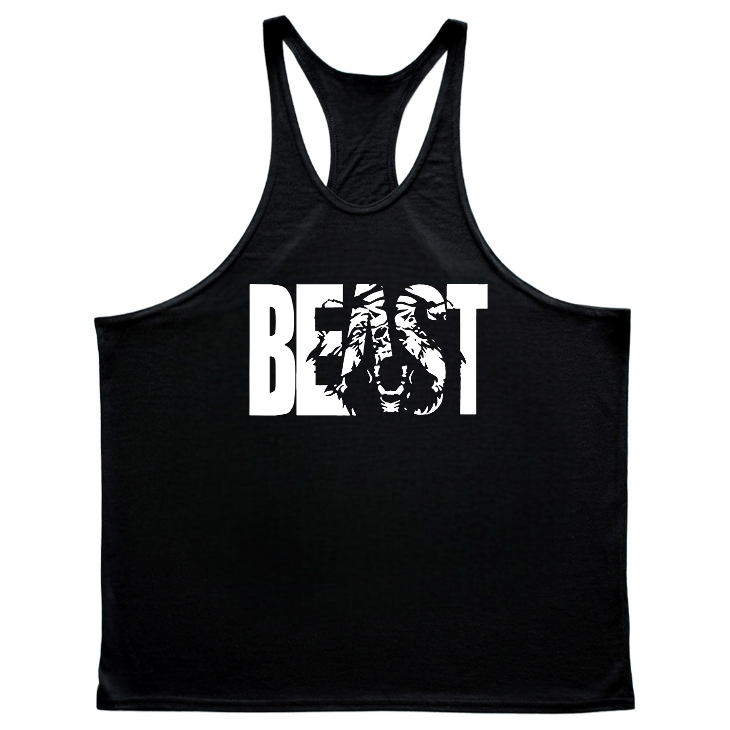 black BEAST Graphic Fitness Stringer Tank Tops