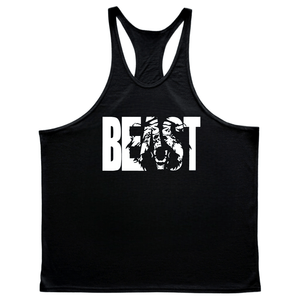 black BEAST Graphic Fitness Stringer Tank Tops