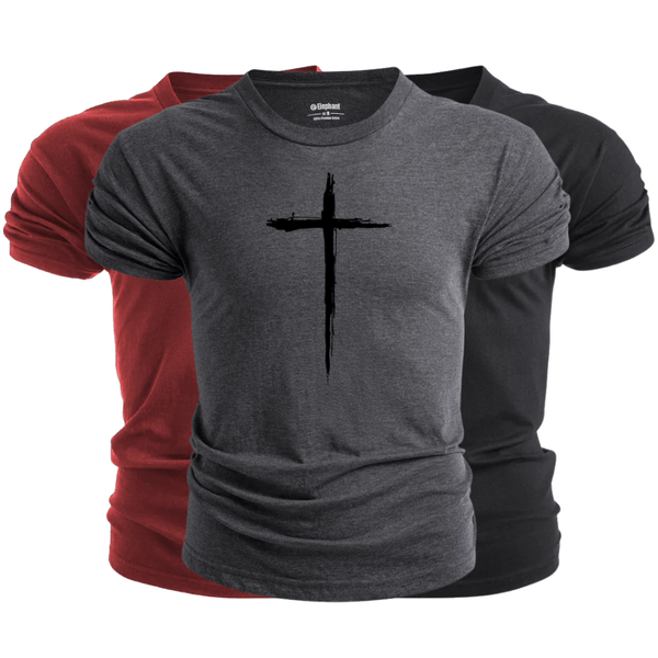 3 Pack Men's Christian Cross Graphic T-Shirt