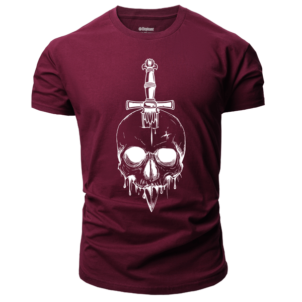 wine red Men's Skull Graphic T-Shirt