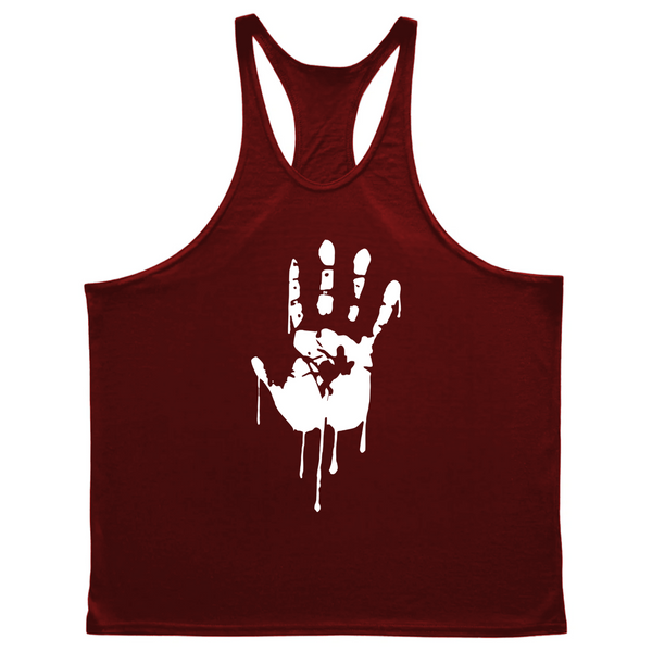 wine red Fitness Y-back Stringer Tank Tops for Men