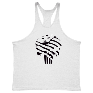white Graphic Running Gym Stringer Tank Tops
