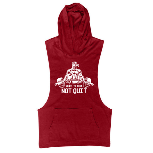 wine red Men's LEARN TO REST, NOT QUIT Graphic Hoodie Tank Tops