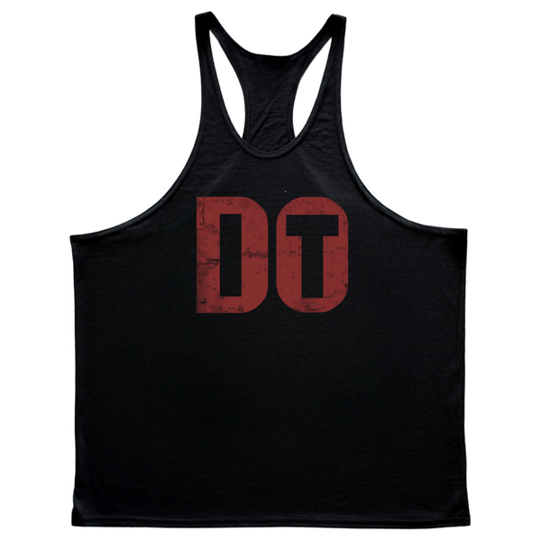 black DO IT Graphic GYM Stringer Tank Tops
