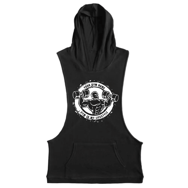 black Muscle Guy Graphic Hoodie Tank Tops