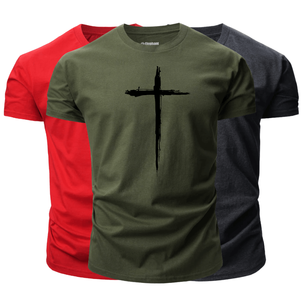 3 Pack Men's Christian Cross Graphic T-Shirt