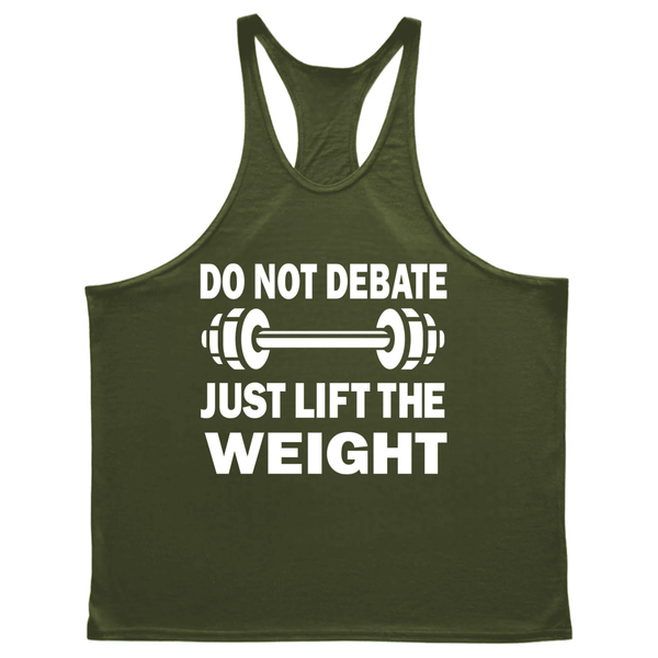 navy green JUST LIFT THE WEIGHT Workout Stringer Tank Tops