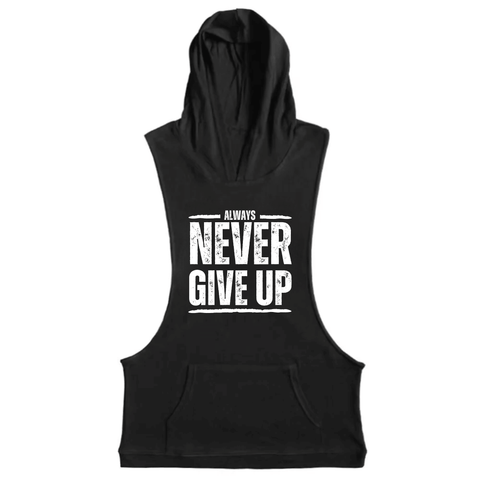Men's NEVER GIVE UP Hooded Tank Tops