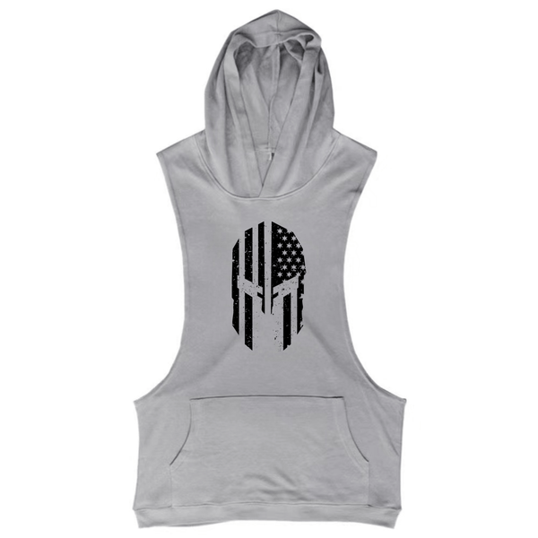 grey Men's Spartan Hooded Tank Tops
