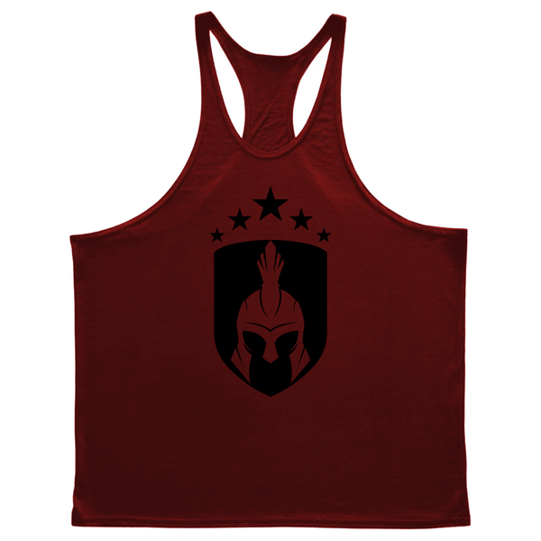 WINE RED Men's SPARTAN Gym Graphic Stringer Tank Tops