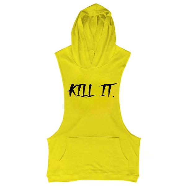 yellow Men's KILL IT Graphic Hooded Tank Tops