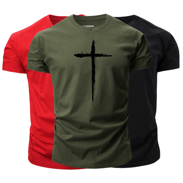 3 Pack Men's Christian Cross Graphic T-Shirt