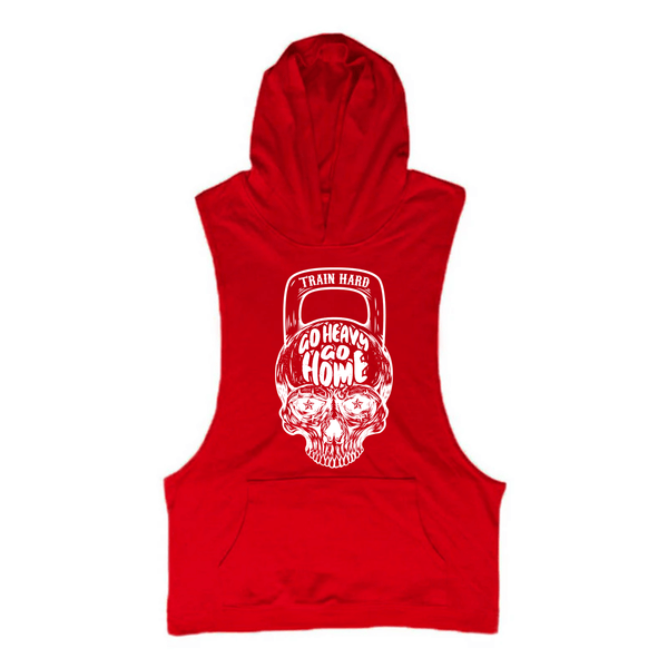 red Men's GO HEAVY GO HOME Graphic Hooded Tank Tops