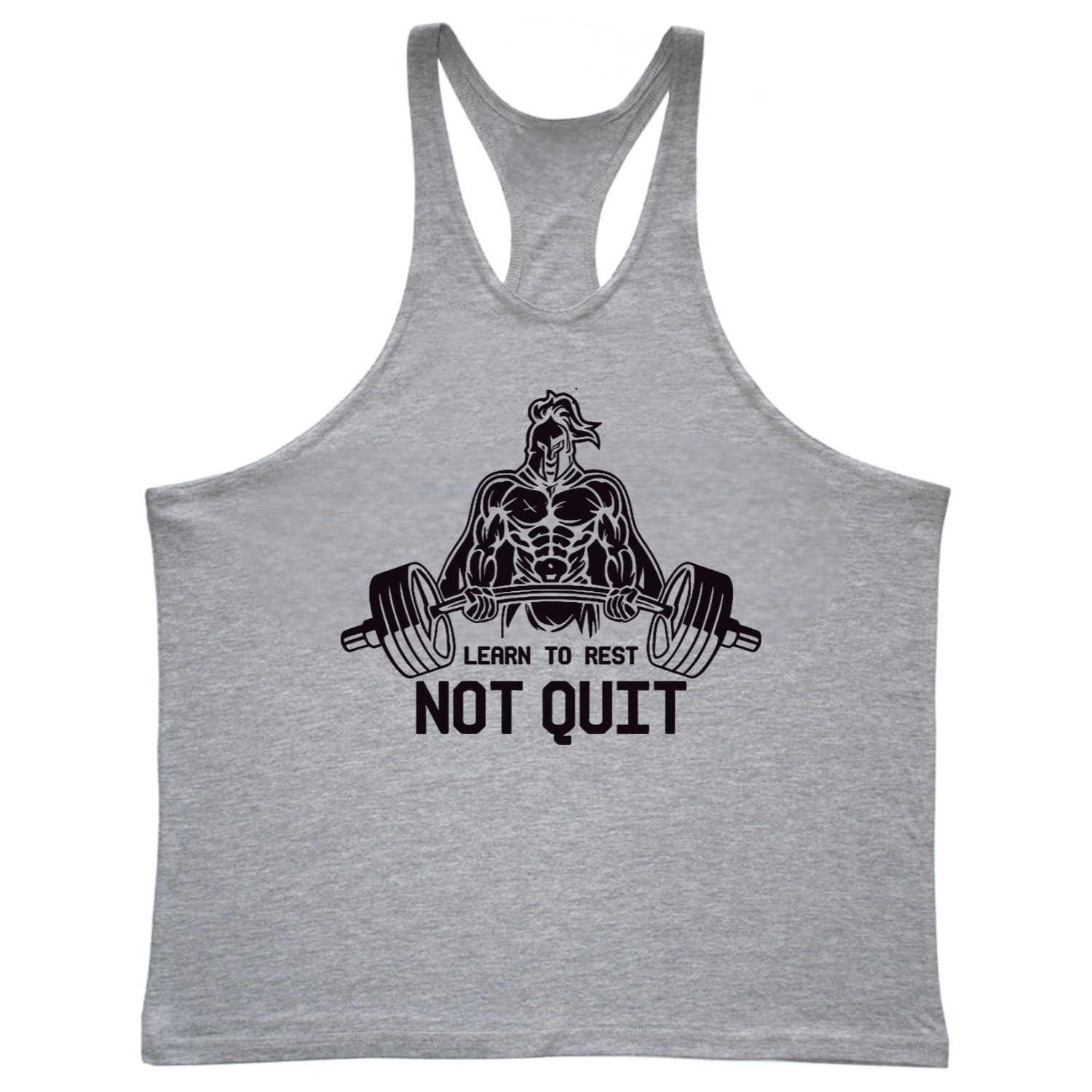 grey Learn to Reset, NOT QUIT Graphic Stringer Tank Tops
